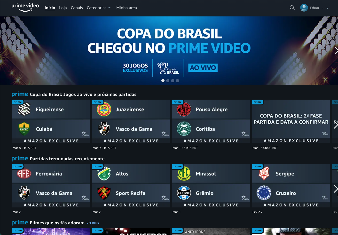 Como assistir o jogo do Vasco pela Copa do Brasil na  Prime Video